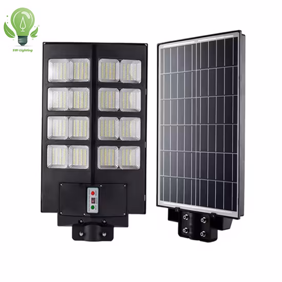 Precio al por mayor 100W 150W 200W 250W Producto al aire libre ABS Panel alimentado por energía Lámpara de inundación Sensor de movimiento Camino Exterior Jardín Pared LED Todo en uno Farola solar