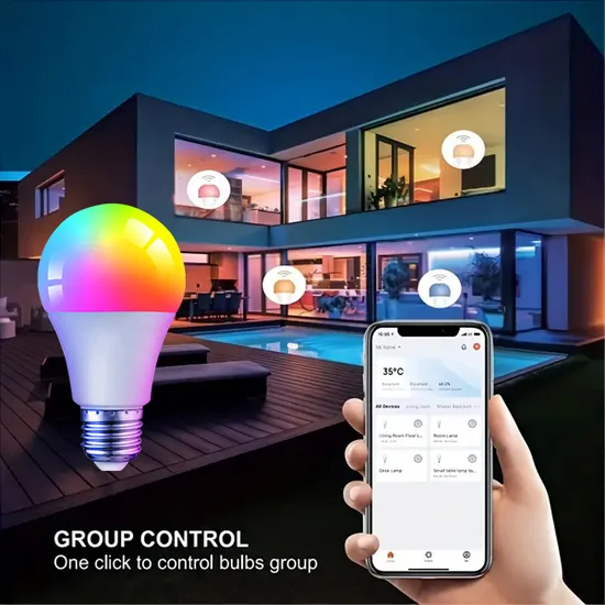Lámpara de ahorro de energía inteligente RGB Iluminación Interior de emergencia Bluetooth 85-265V WiFi Indoortuya Control remoto IC / RC Luz regulable E27 B22 Bombilla LED