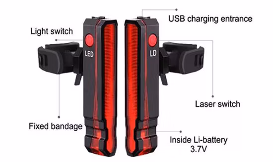 Luz de bicicleta LED luz trasera advertencia de seguridad trasera luz de ciclismo portátil USB recargable luz de ciclismo accesorios de bicicleta