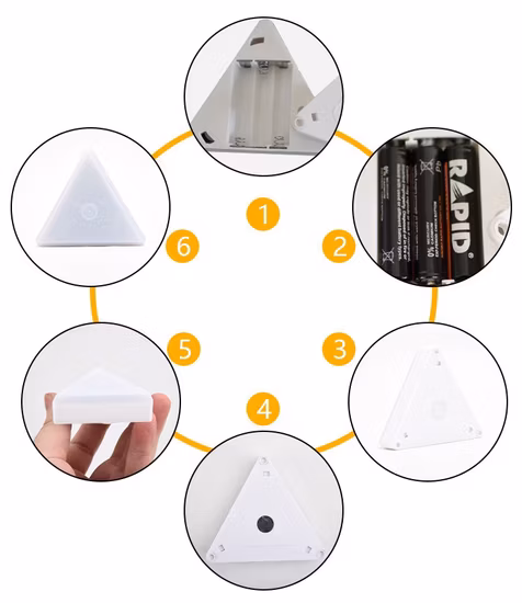 Juego de iluminación nocturna de montaje en base con imán de pared LED decorativo para interiores de 3 lámparas Lámpara con sensor táctil alimentado por batería con luz de gabinete con sensor de configuración de sincronización remota